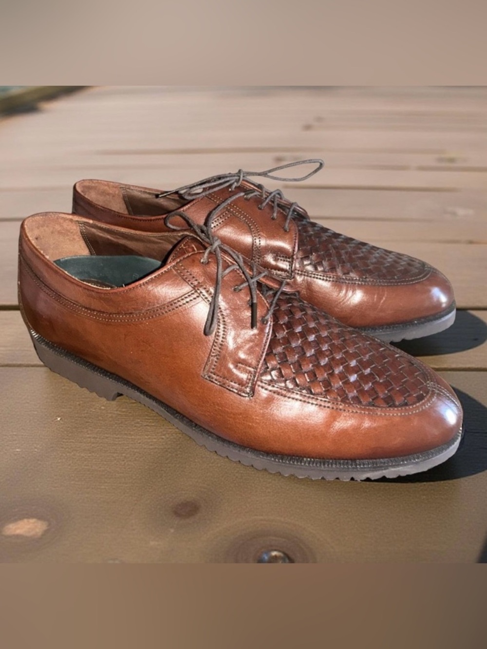 Florsheim Leather Basket Woven Upper Oxford Dress Shoes US 10 D Mens